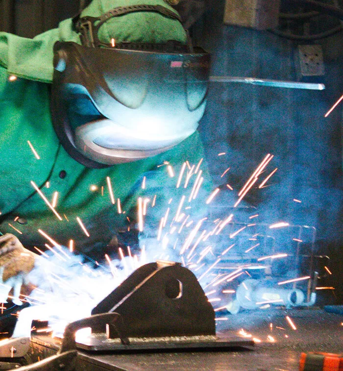 S.D.P. Manufacturing welder building an EZ Hauler in Dunkirk, Indiana